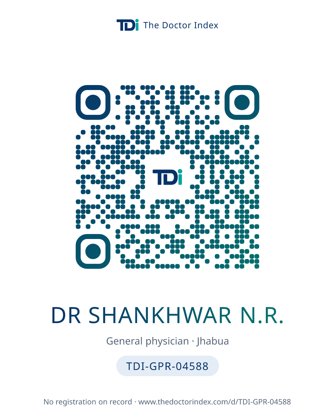 QR card for Dr Shankhwar N.R., TDI-GPR-04588