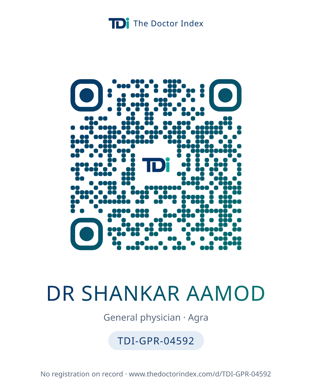 QR card for Dr Shankar Aamod, TDI-GPR-04592