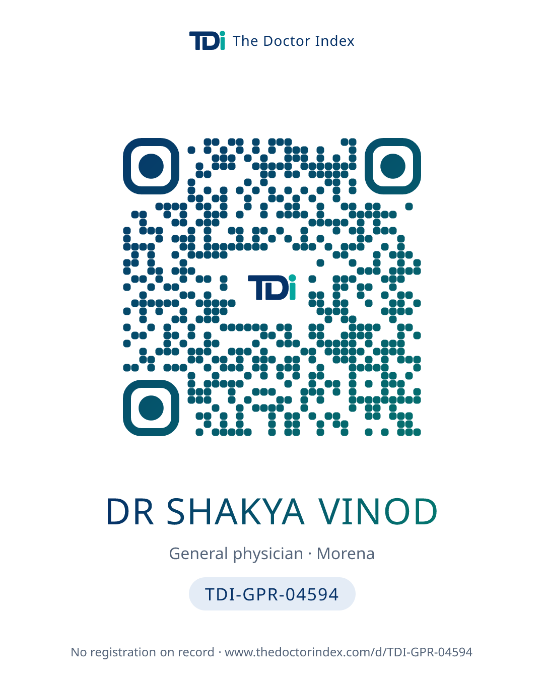 QR card for Dr Shakya Vinod, TDI-GPR-04594