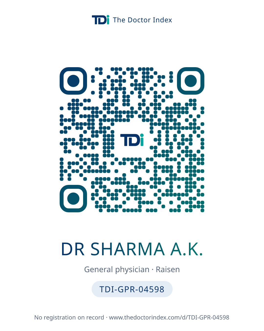 QR card for Dr Sharma A.K., TDI-GPR-04598