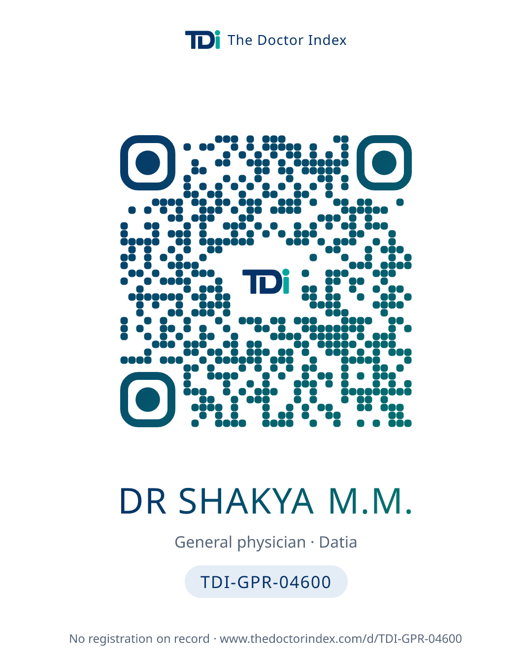 QR card for Dr Shakya M.M., TDI-GPR-04600