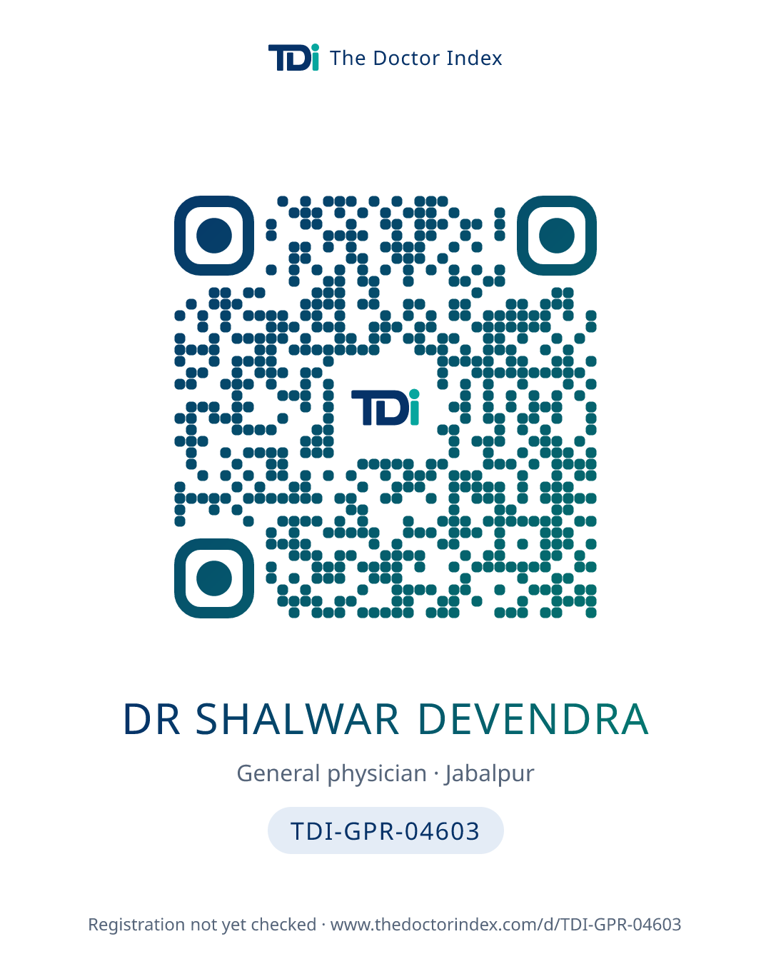 QR card for Dr Shalwar Devendra, TDI-GPR-04603