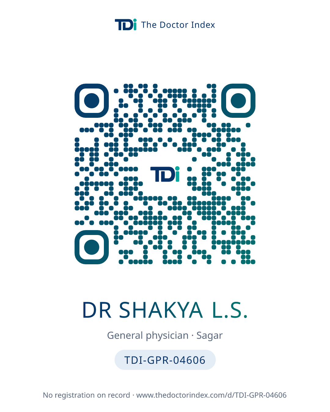 QR card for Dr Shakya L.S., TDI-GPR-04606