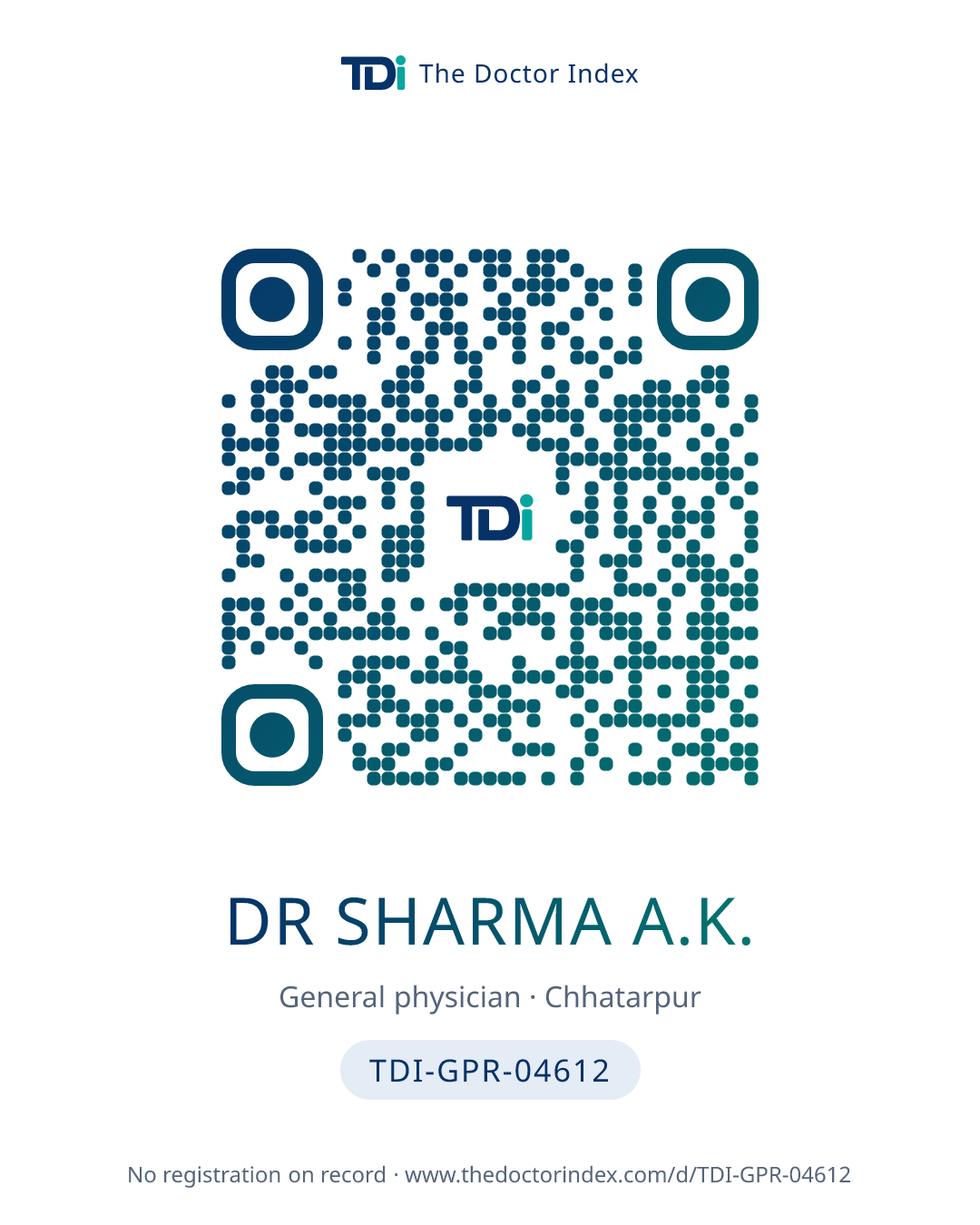 QR card for Dr Sharma A.K., TDI-GPR-04612