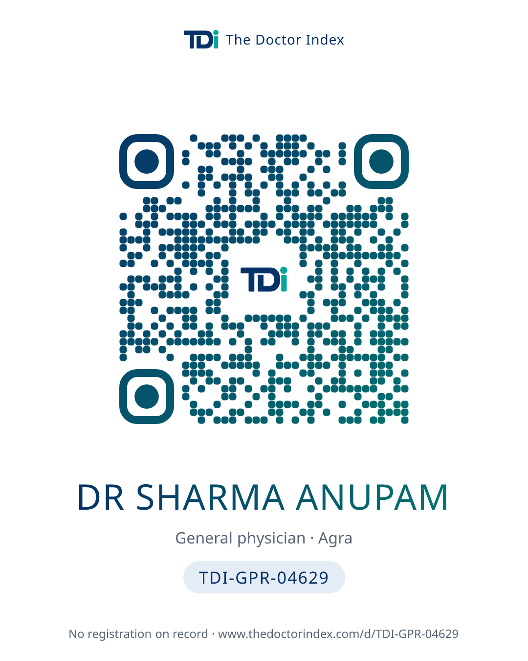 QR card for Dr Sharma Anupam, TDI-GPR-04629