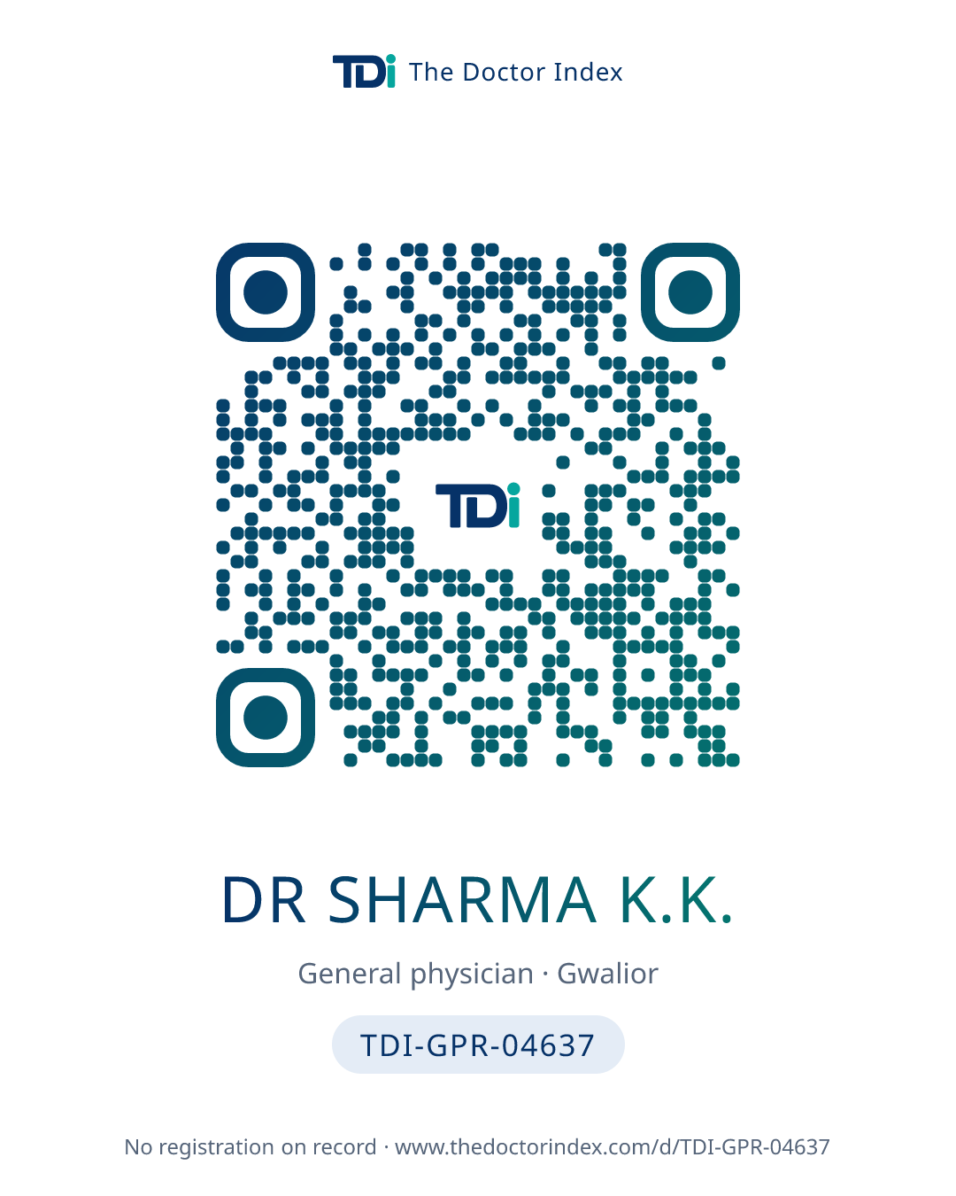 QR card for Dr Sharma K.K., TDI-GPR-04637