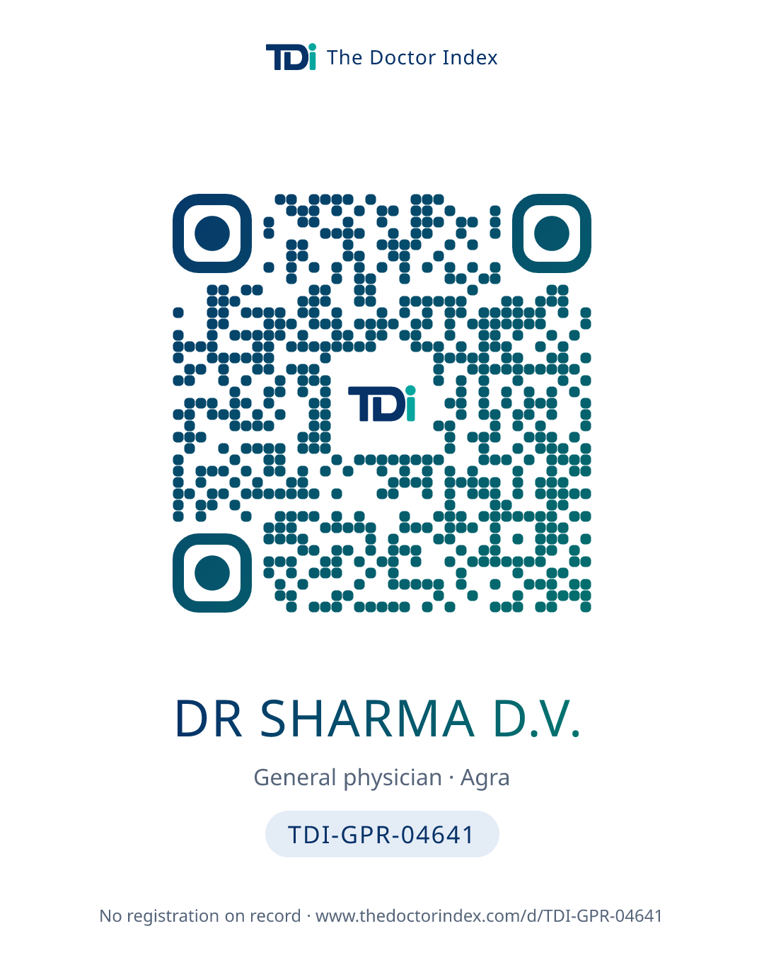 QR card for Dr Sharma D.V., TDI-GPR-04641