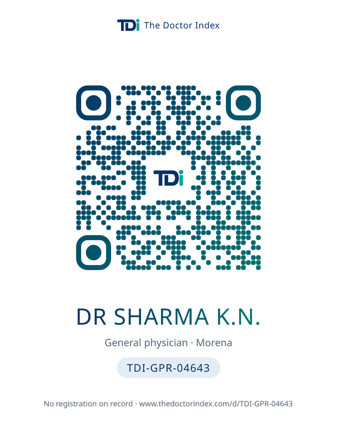 QR card for Dr Sharma K.N., TDI-GPR-04643