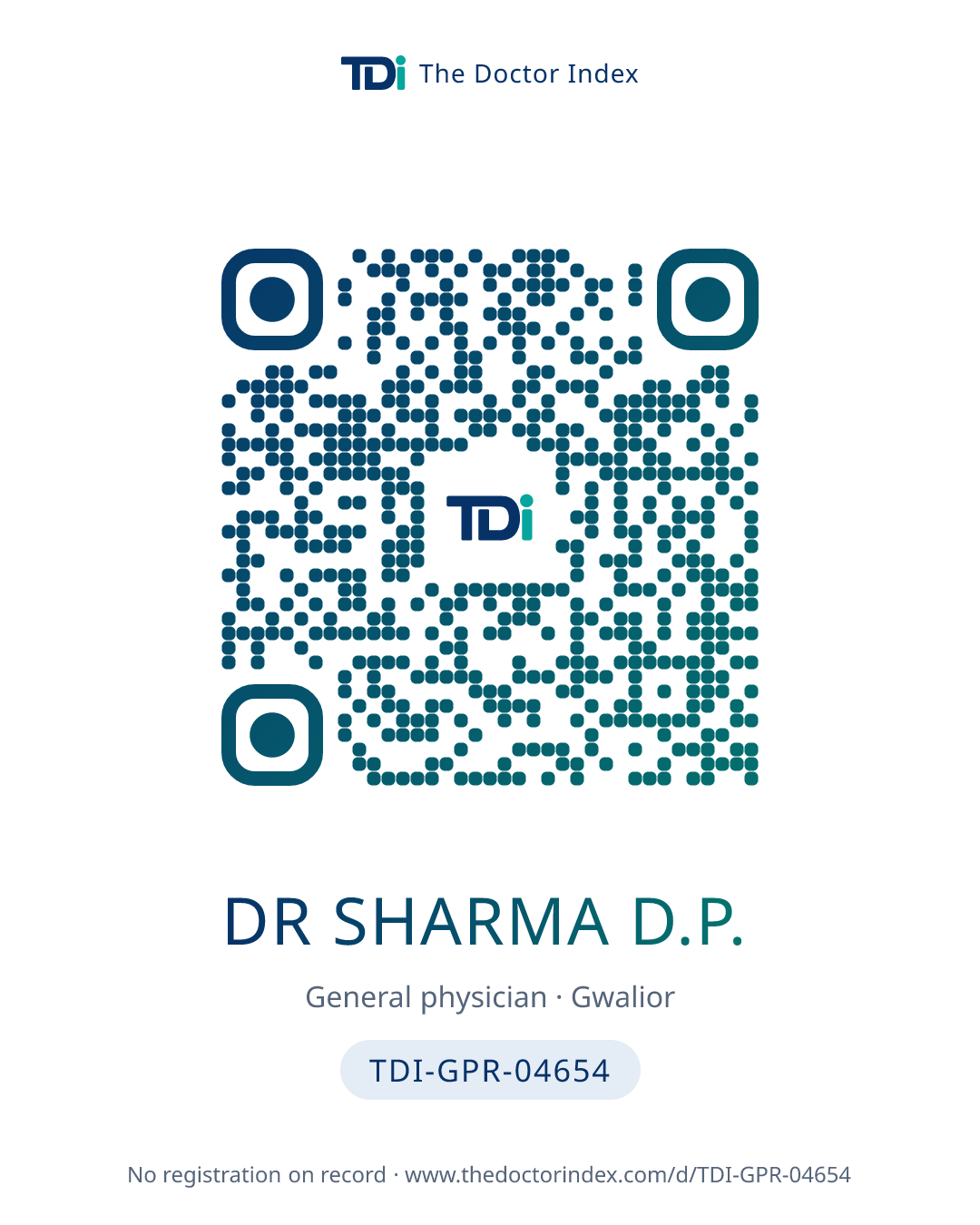 QR card for Dr Sharma D.P., TDI-GPR-04654
