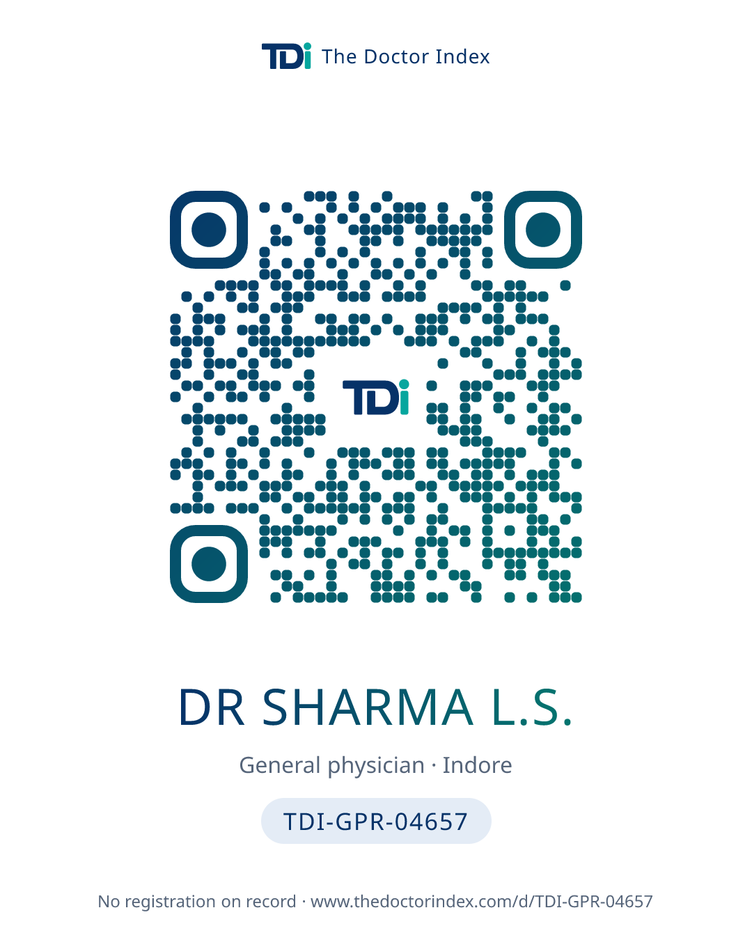 QR card for Dr Sharma L.S., TDI-GPR-04657