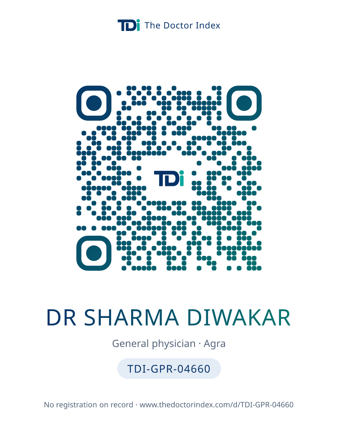 QR card for Dr Sharma Diwakar, TDI-GPR-04660