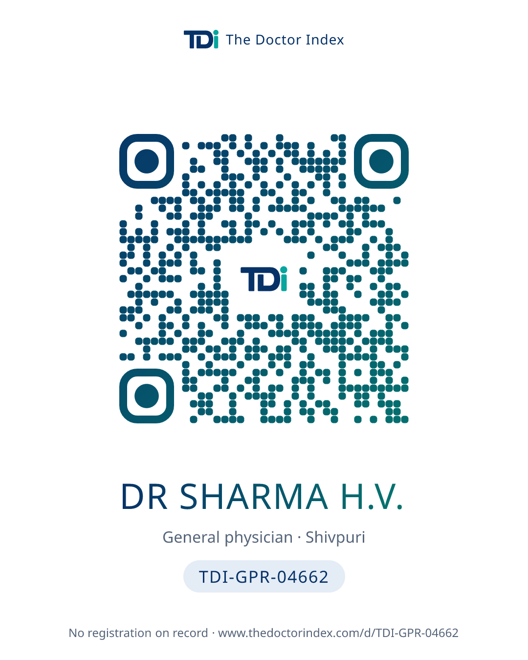 QR card for Dr Sharma H.V., TDI-GPR-04662