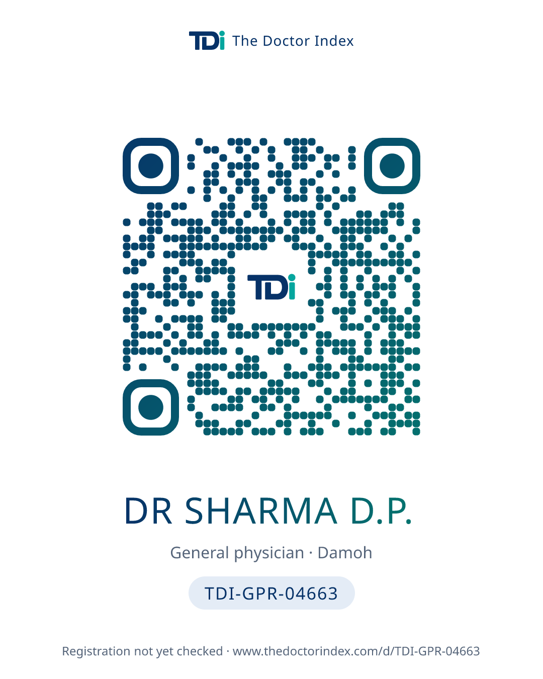QR card for Dr Sharma D.P., TDI-GPR-04663