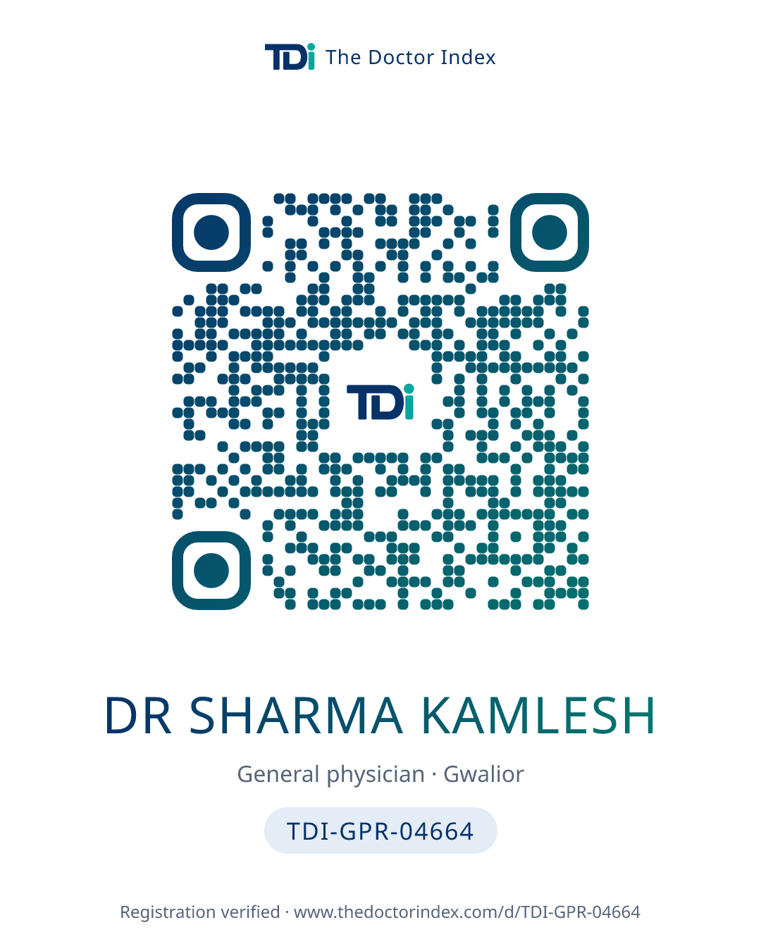 QR card for Dr Sharma Kamlesh, TDI-GPR-04664