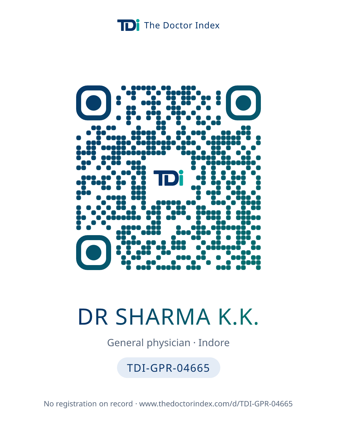 QR card for Dr Sharma K.K., TDI-GPR-04665