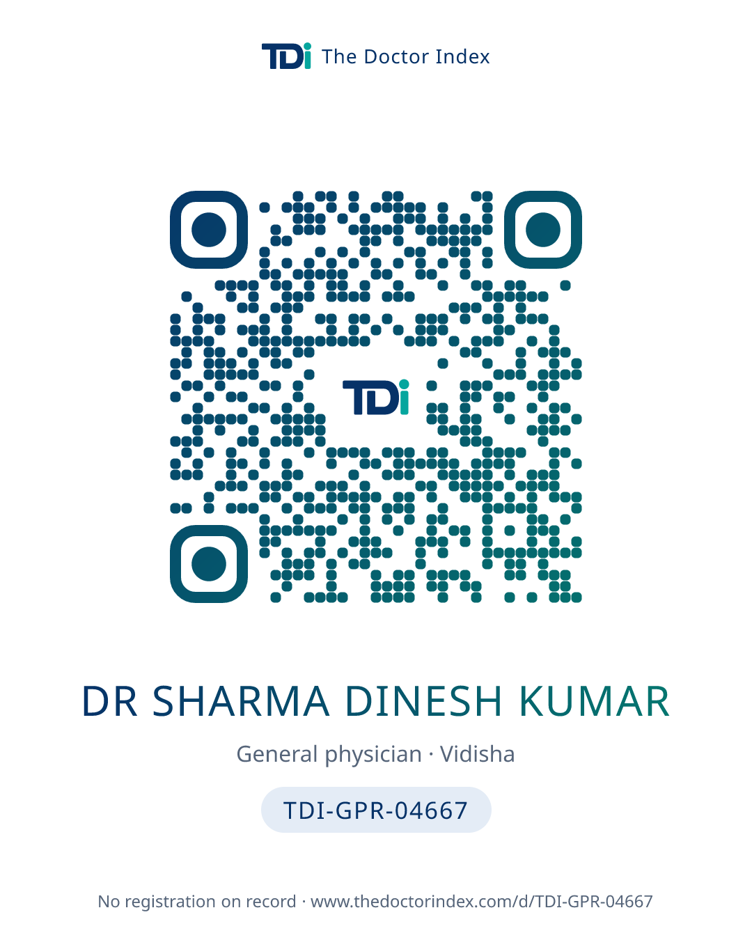 QR card for Dr Sharma Dinesh Kumar, TDI-GPR-04667