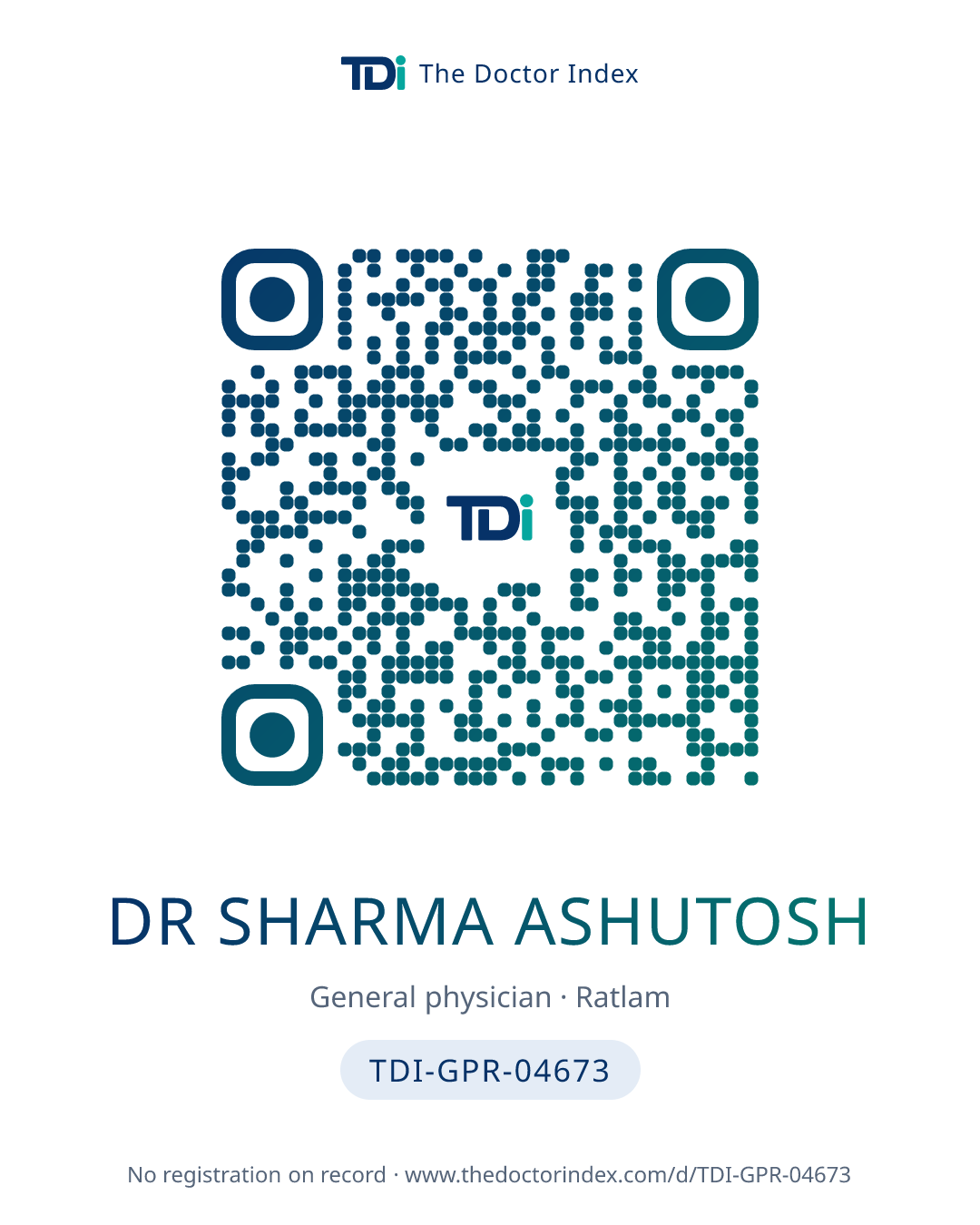 QR card for Dr Sharma Ashutosh, TDI-GPR-04673