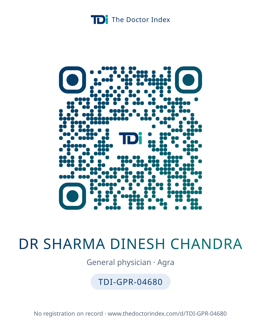 QR card for Dr Sharma Dinesh Chandra, TDI-GPR-04680