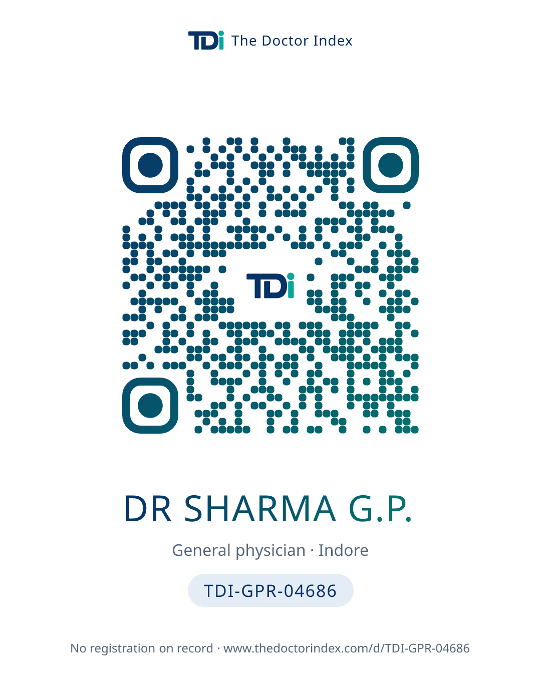 QR card for Dr Sharma G.P., TDI-GPR-04686