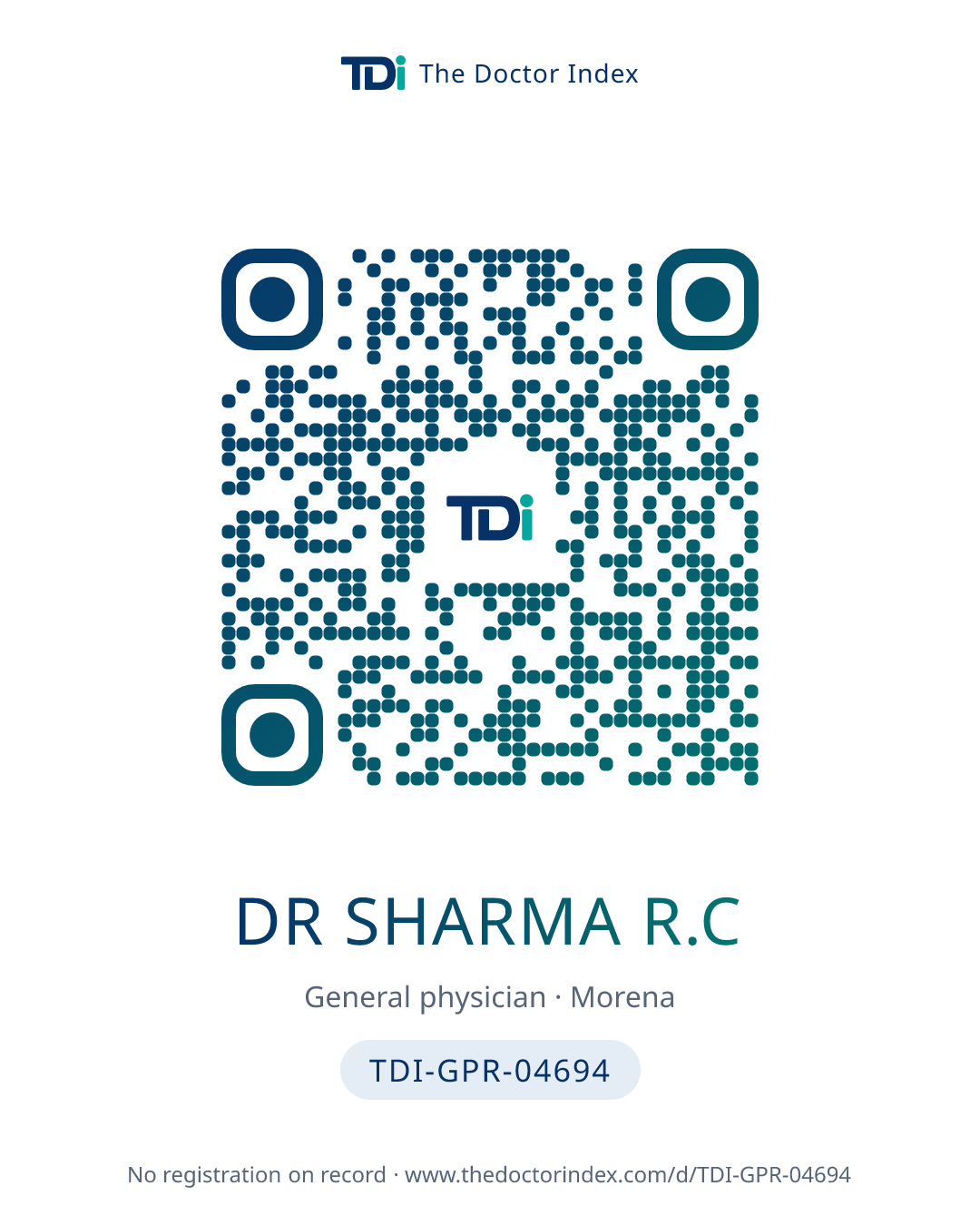 QR card for Dr Sharma R.C, TDI-GPR-04694
