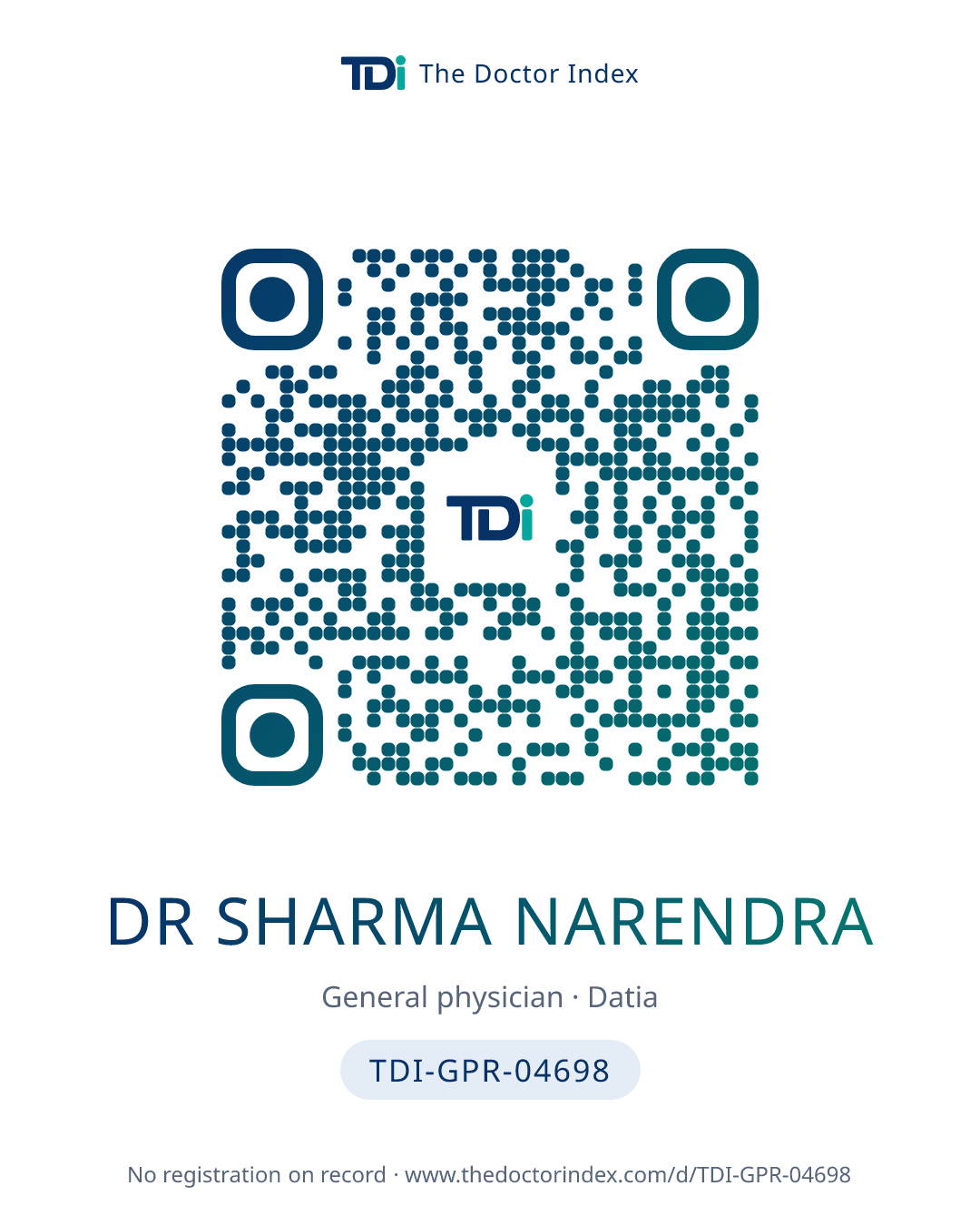 QR card for Dr Sharma Narendra, TDI-GPR-04698