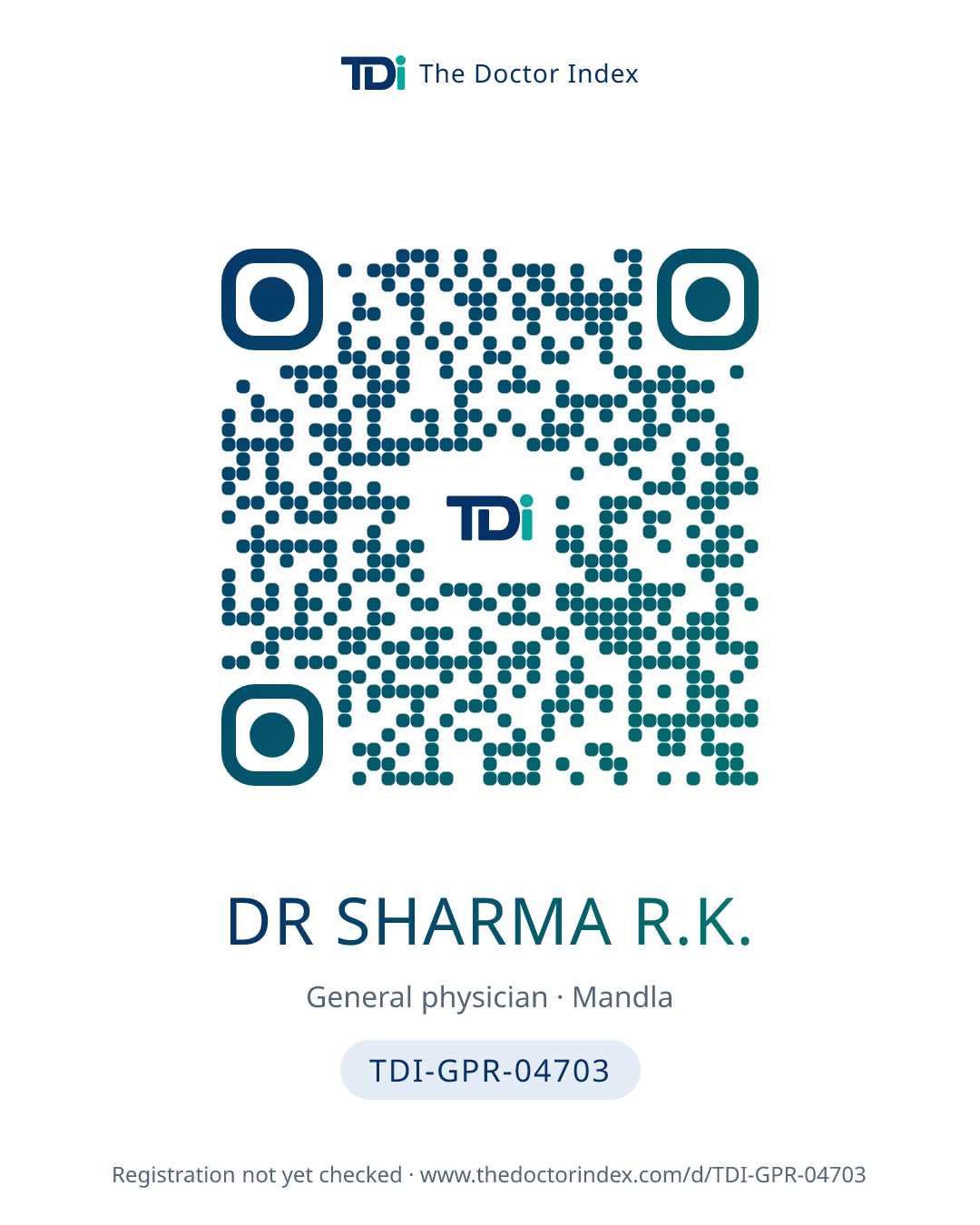QR card for Dr Sharma R.K., TDI-GPR-04703
