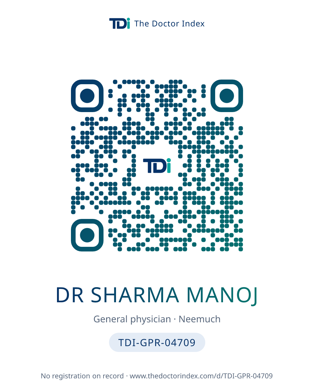 QR card for Dr Sharma Manoj, TDI-GPR-04709