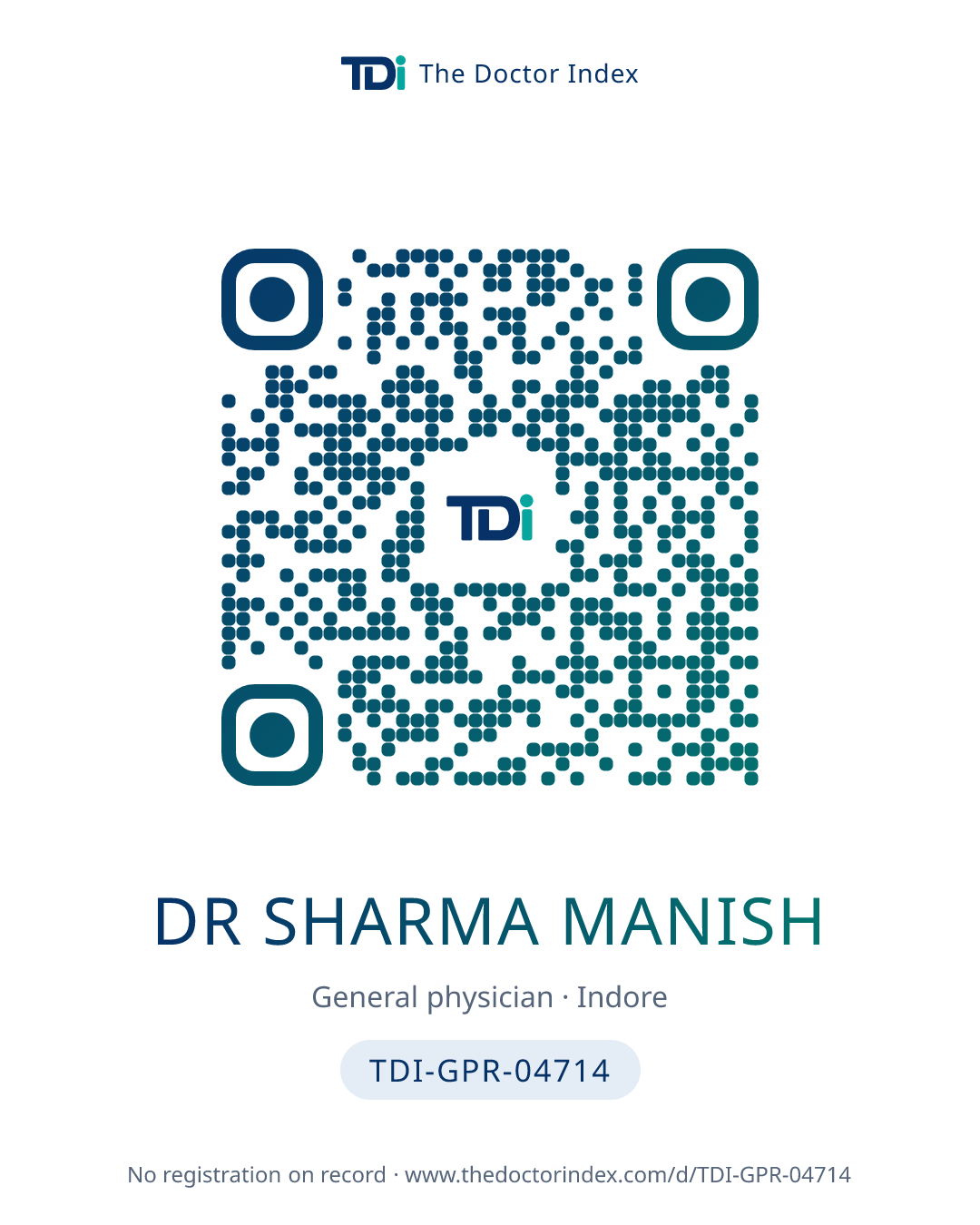 QR card for Dr Sharma Manish, TDI-GPR-04714
