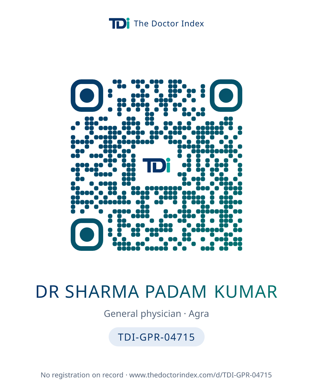QR card for Dr Sharma Padam Kumar, TDI-GPR-04715
