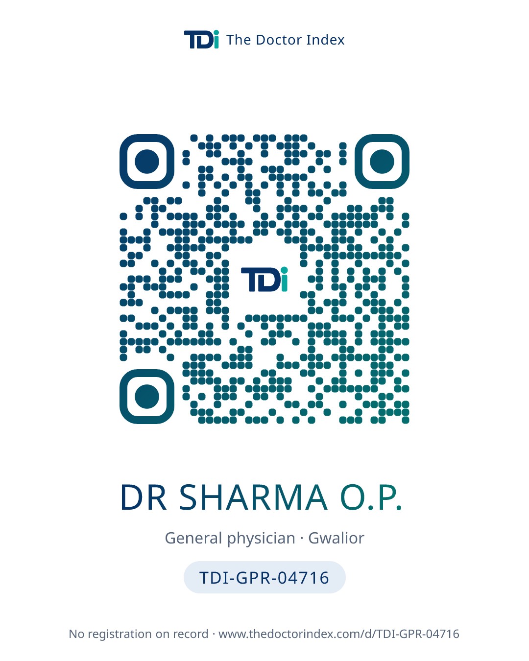 QR card for Dr Sharma O.P., TDI-GPR-04716