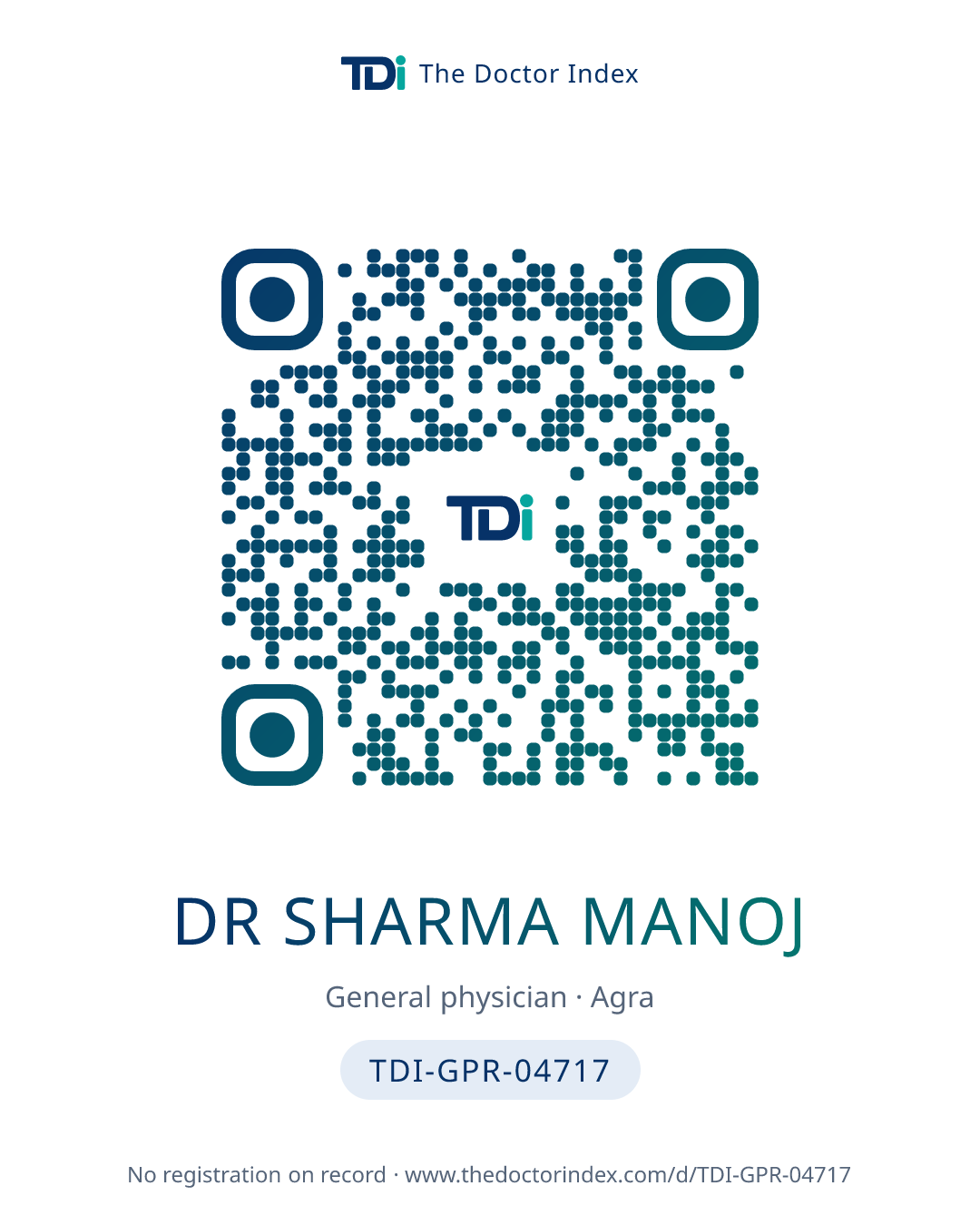 QR card for Dr Sharma Manoj, TDI-GPR-04717