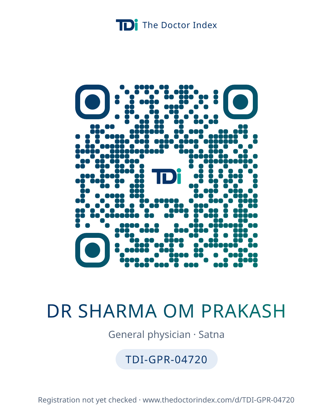 QR card for Dr Sharma Om Prakash, TDI-GPR-04720