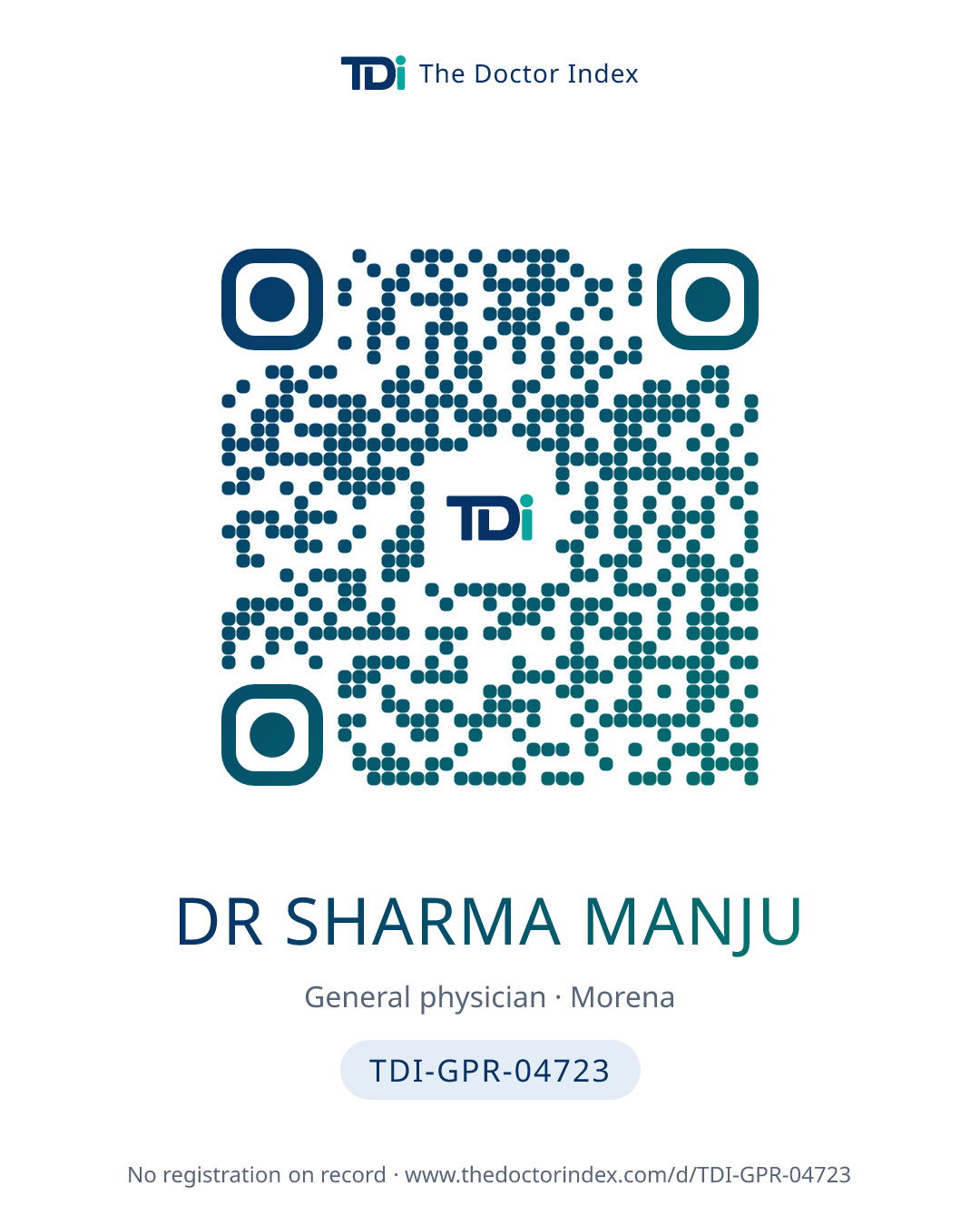 QR card for Dr Sharma Manju, TDI-GPR-04723