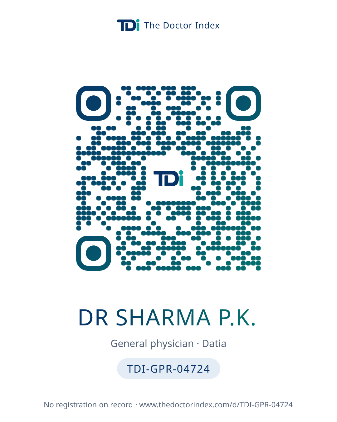 QR card for Dr Sharma P.K., TDI-GPR-04724