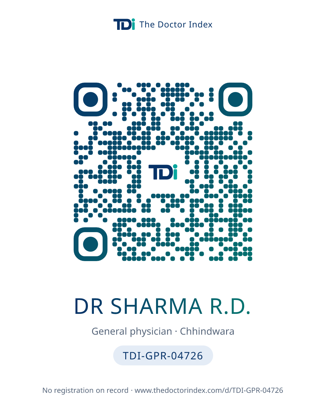 QR card for Dr Sharma R.D., TDI-GPR-04726