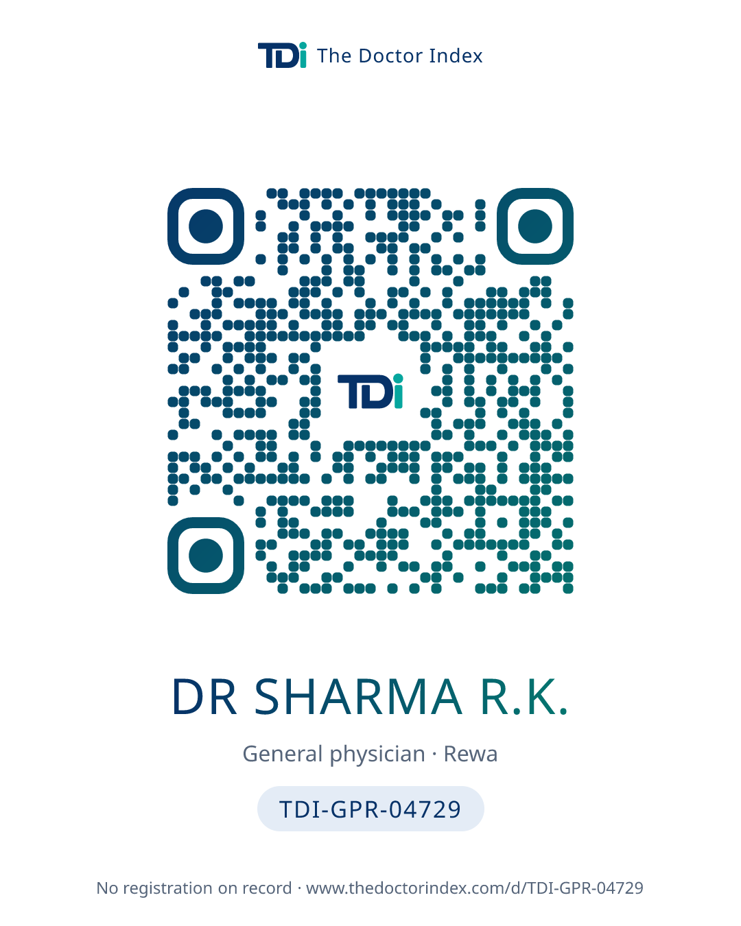 QR card for Dr Sharma R.K., TDI-GPR-04729