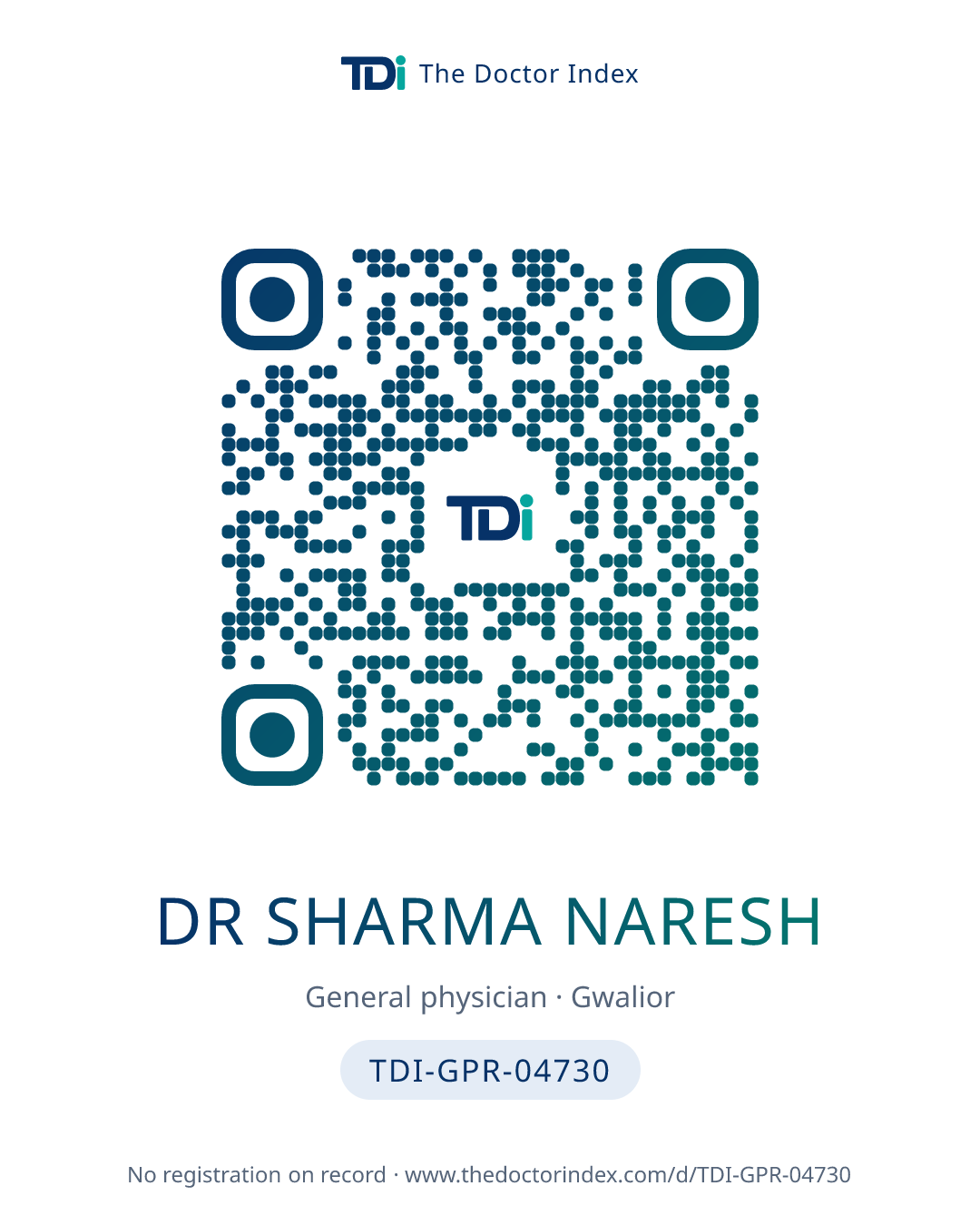 QR card for Dr Sharma Naresh, TDI-GPR-04730