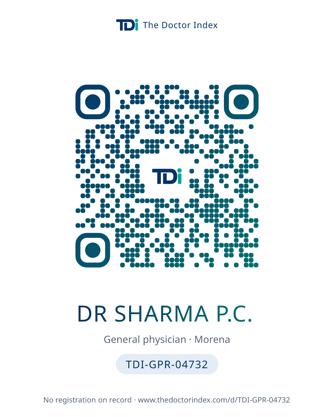 QR card for Dr Sharma P.C., TDI-GPR-04732