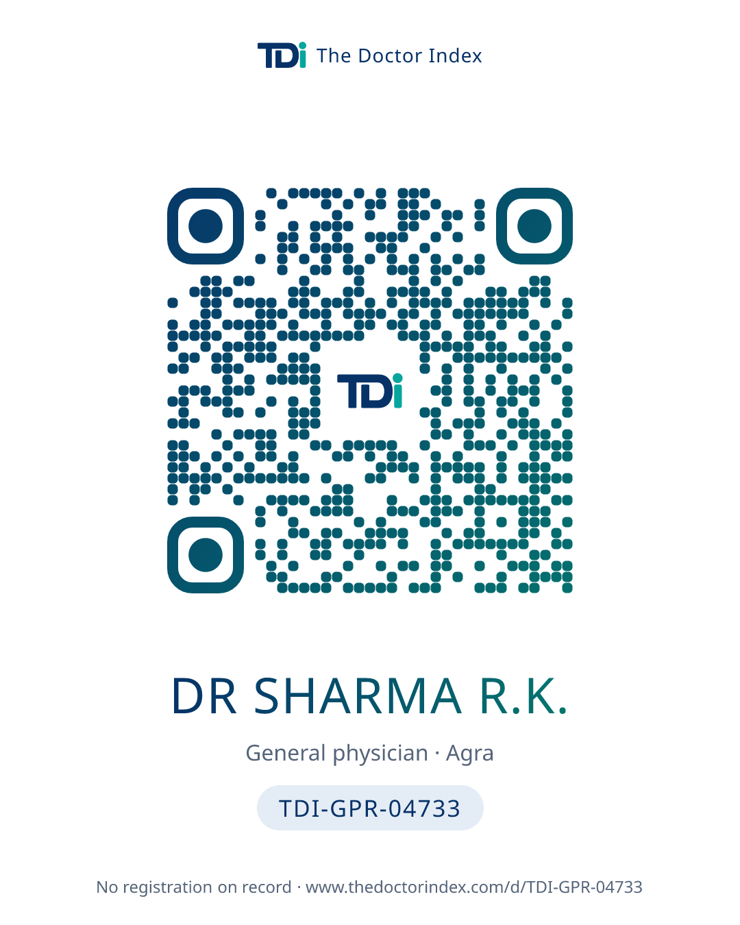 QR card for Dr Sharma R.K., TDI-GPR-04733