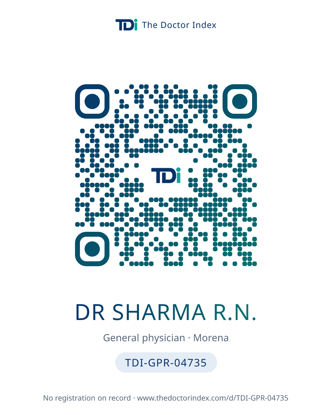 QR card for Dr Sharma R.N., TDI-GPR-04735
