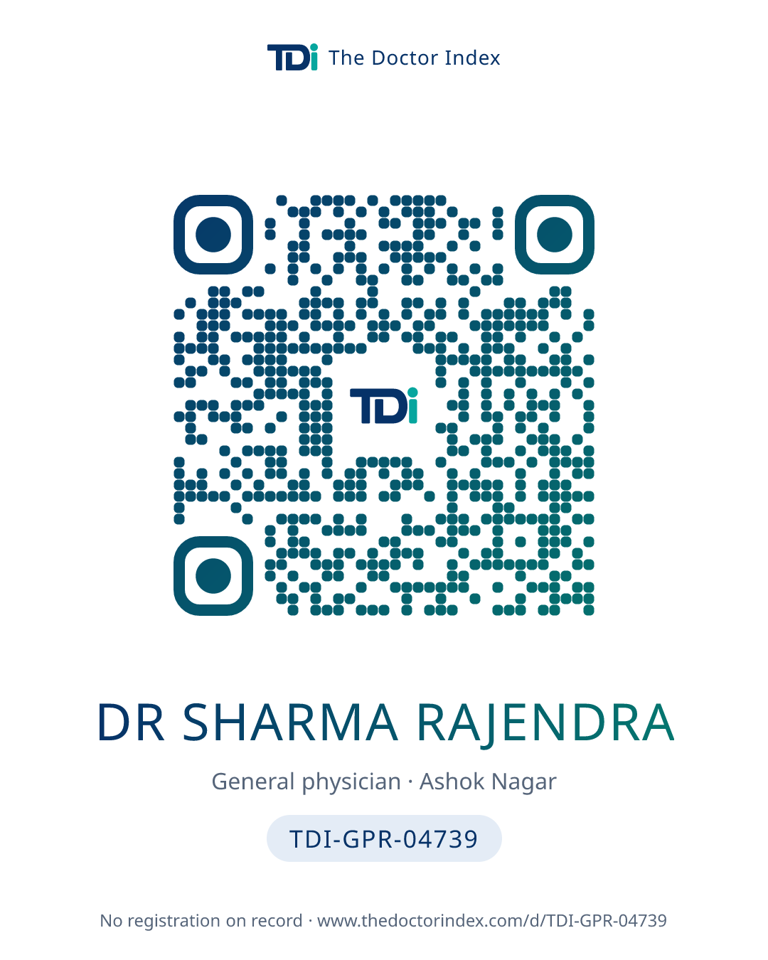 QR card for Dr Sharma Rajendra, TDI-GPR-04739