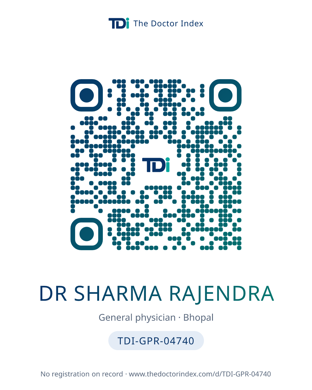 QR card for Dr Sharma Rajendra, TDI-GPR-04740