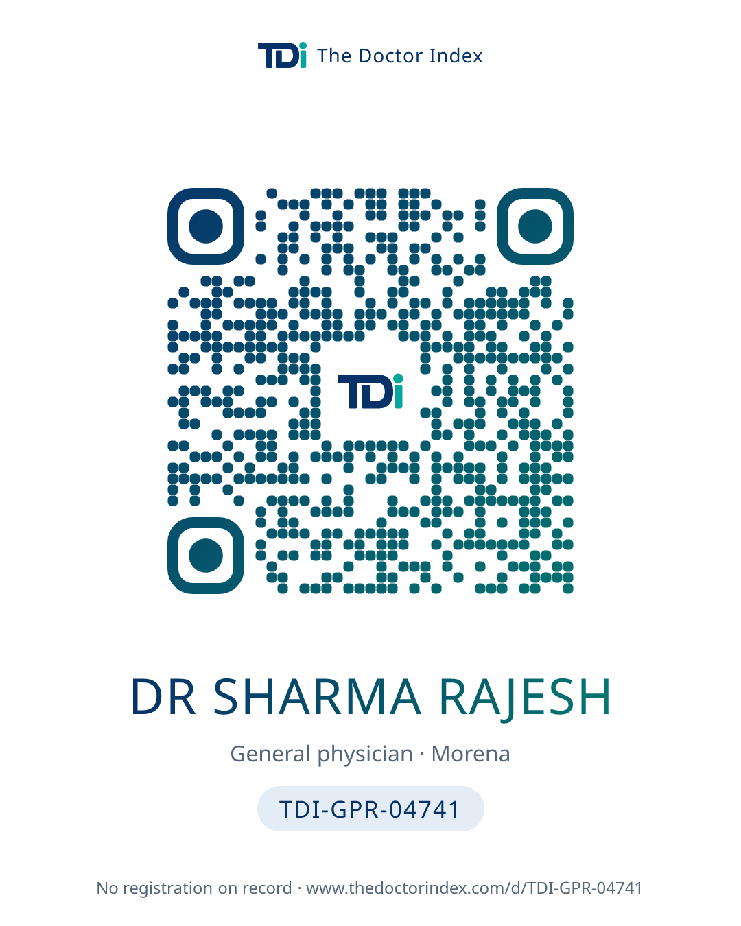 QR card for Dr Sharma Rajesh, TDI-GPR-04741