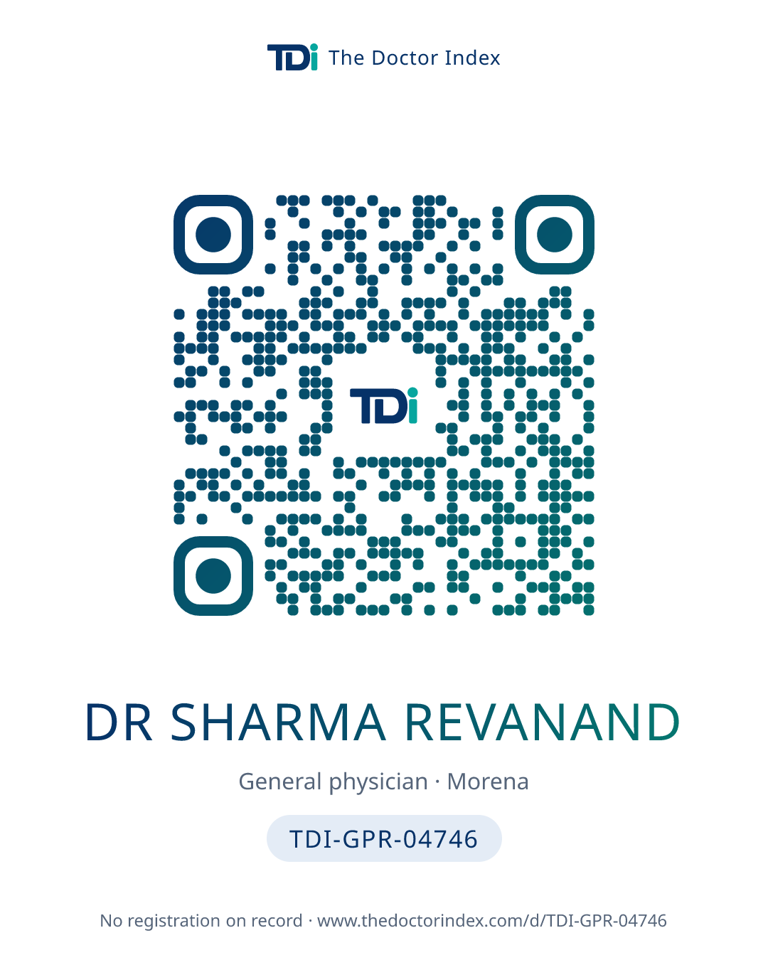 QR card for Dr Sharma Revanand, TDI-GPR-04746