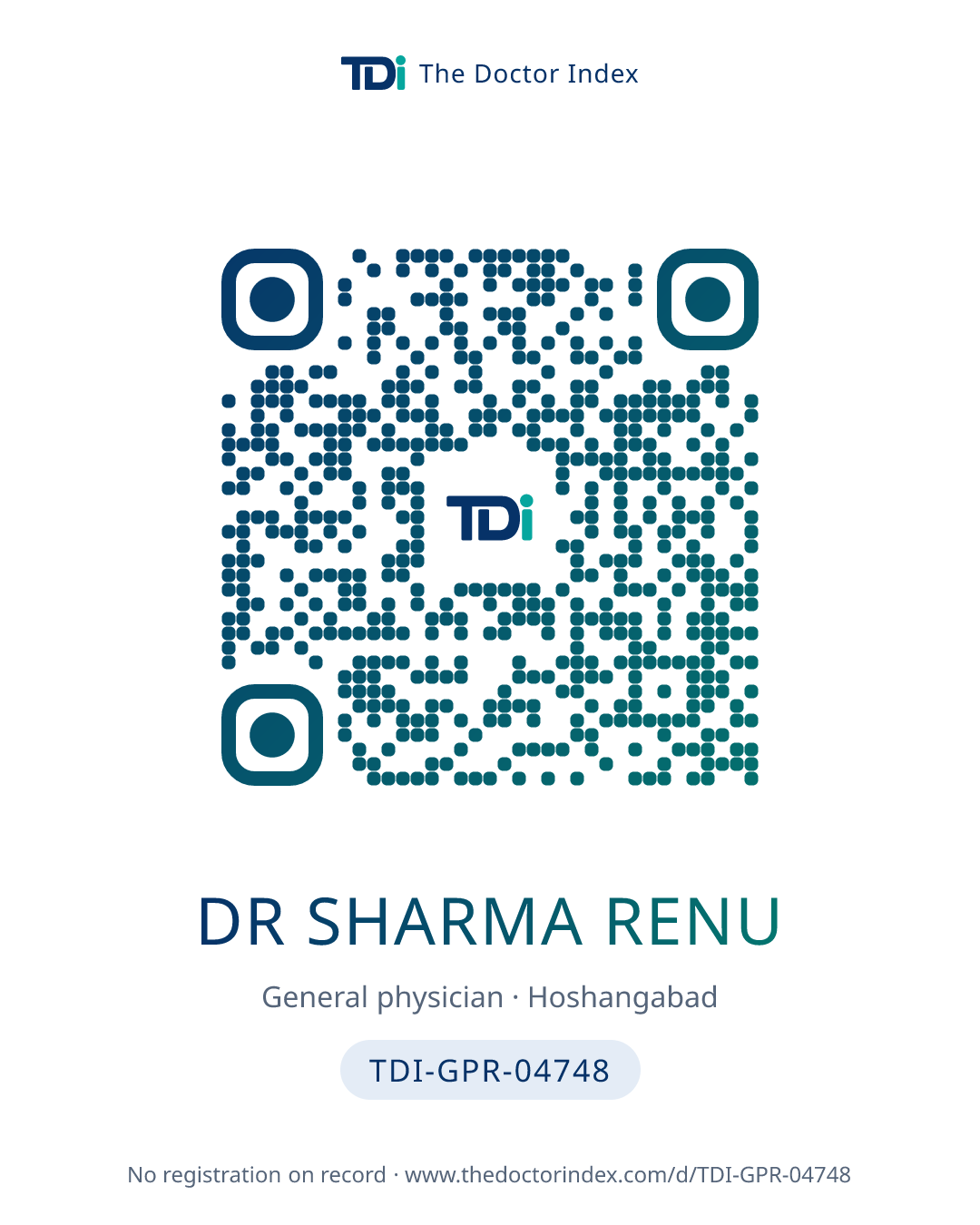 QR card for Dr Sharma Renu, TDI-GPR-04748
