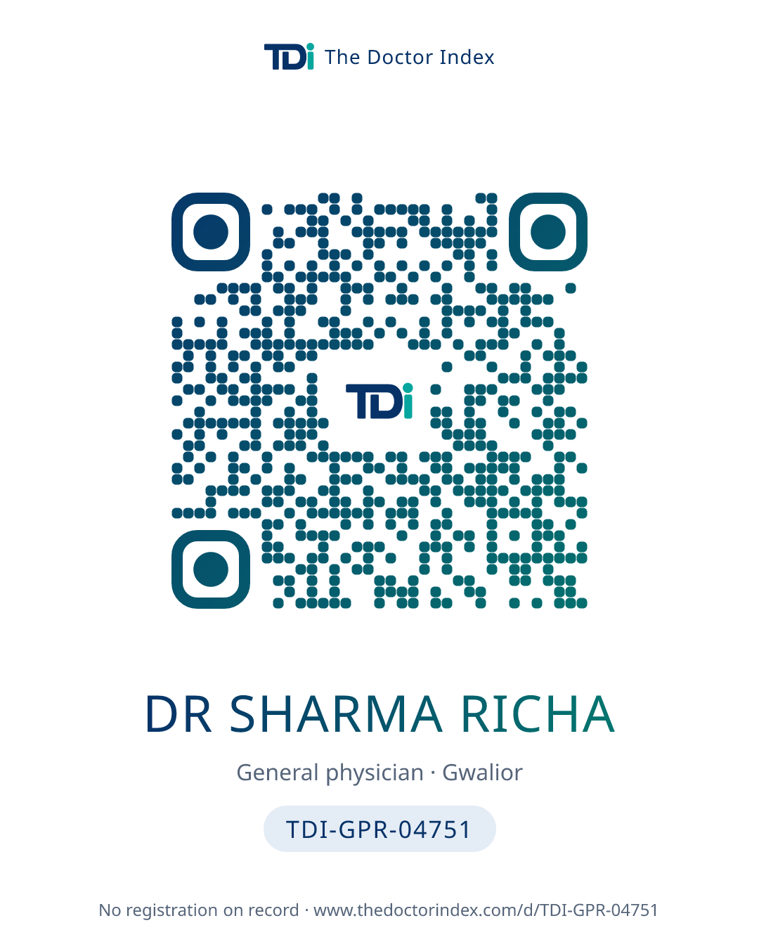 QR card for Dr Sharma Richa, TDI-GPR-04751