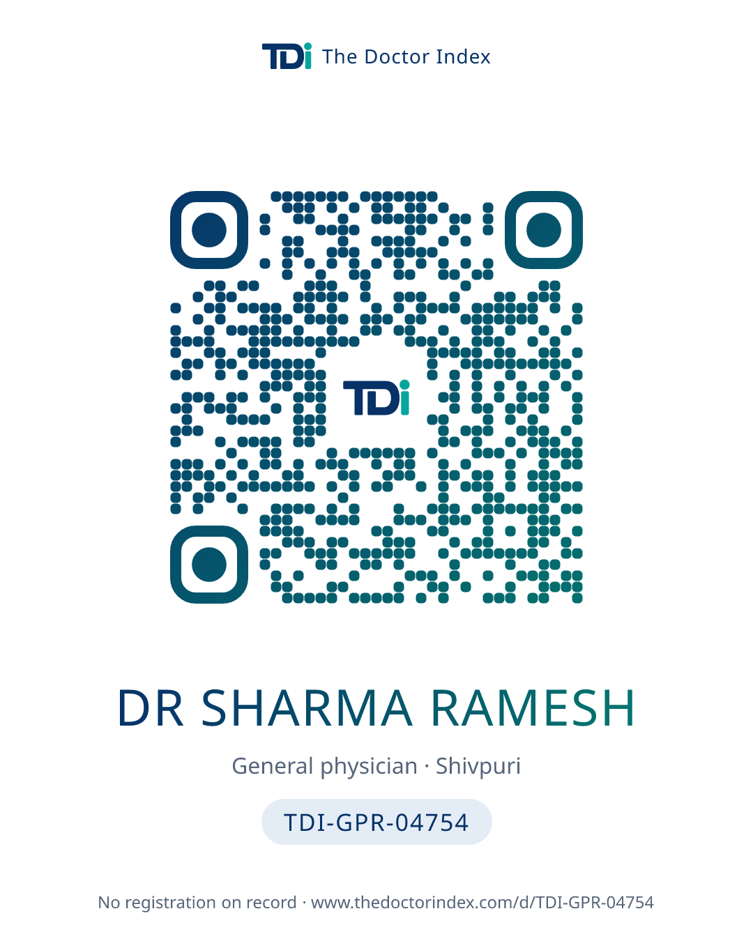 QR card for Dr Sharma Ramesh, TDI-GPR-04754
