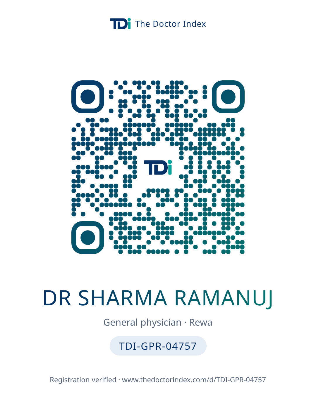QR card for Dr Sharma Ramanuj, TDI-GPR-04757