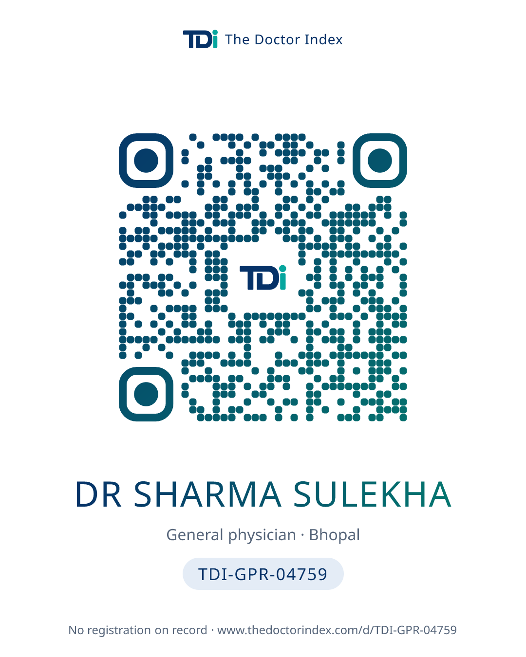 QR card for Dr Sharma Sulekha, TDI-GPR-04759