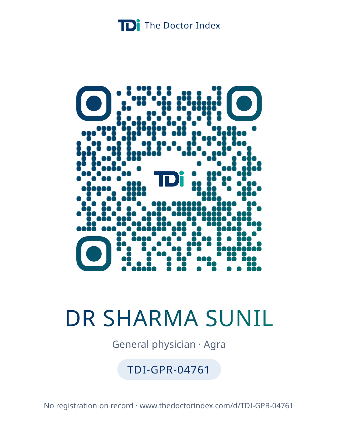 QR card for Dr Sharma Sunil, TDI-GPR-04761